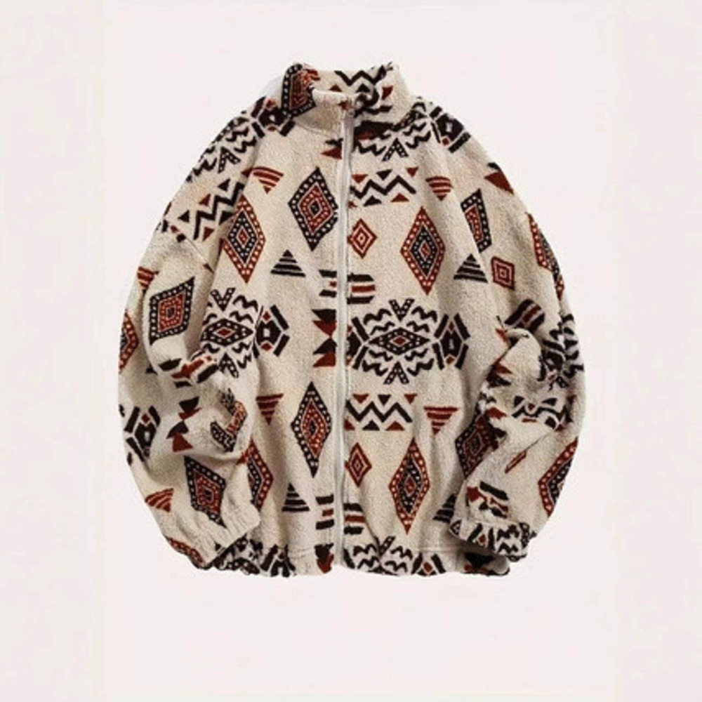 Forever 21 Vintage Women's Winter Casual Loose Ethnic Print Coat